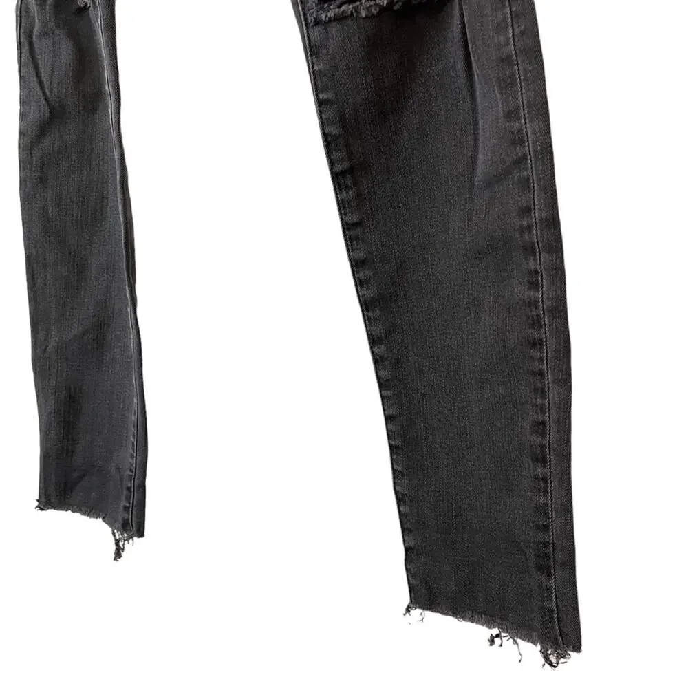 MADEWELL HIGH RISER Black Gray Wash SKINNY SKINNY Zip Fly Raw Hem Jeans sz 25